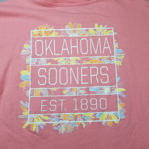 Oklahoma Sooners Womens T-Shirt Size 2XL Pink Long Sleeve Pocket EST. 1890